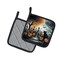 Edge Collections - 7.5" x 7.5" - Black - New Cat Halloween Pair Of Pot Holders Heat Resistant Kitchen Hot Pads - 1 Pair